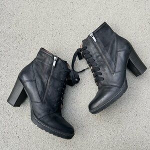 Biala Lace Up Heeled Boot Black Leather Women’s‎ 40